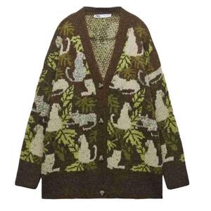 NEW with tags Zara Tropical Jaquard Cardigan Womens Size L